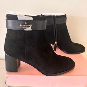 NIB Kate Spade Black Suede Booties Size 7
